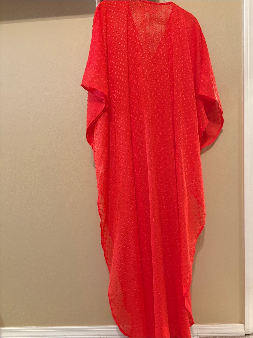 Bright Red Stevie sheer Kaftan swim cover up - Picture 4 of 4